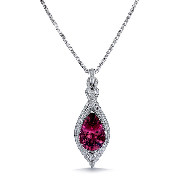 Natural Beryl Necklace with D Flawless Diamonds set in 18K White Gold