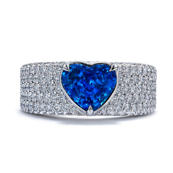 Unheated Burmese Sapphire Ring with D Flawless Diamonds set in Platinum