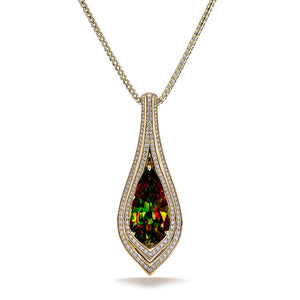 Himalayan Sphene Necklace with D Flawless Diamonds set in 18K Yellow Gold