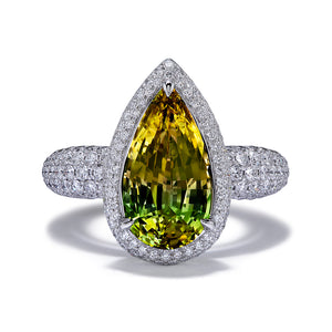 Chrysoberyl Ring with D Flawless Diamonds set in Platinum