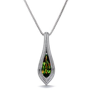 Himalayan Sphene Necklace with D Flawless Diamonds set in 18K White Gold
