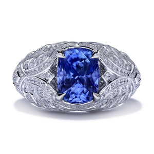 Unheated Ceylon Sapphire Ring with D Flawless Diamonds set in 18K White Gold