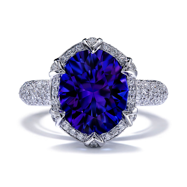 Tanzanite Ring with D Flawless Diamonds set in Platinum