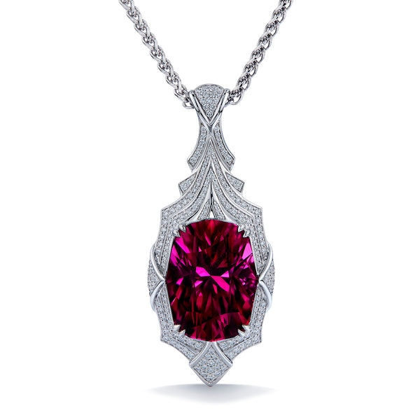 Unheated Paraiba Tourmaline Necklace with D Flawless Diamonds set in 18K White Gold