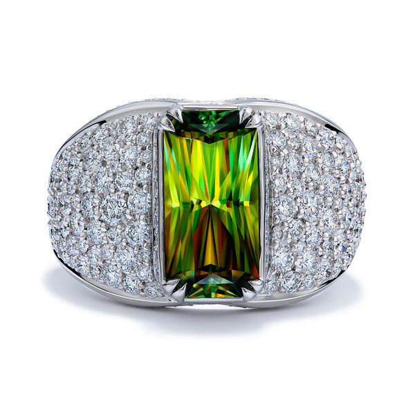 Sphene Ring with D Flawless Diamonds set in Platinum