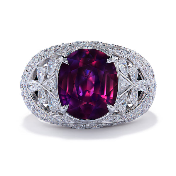 Unheated Kashmir Sapphire Ring with D Flawless Diamonds set in Platinum