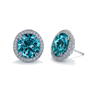Paraiba Tourmaline Earrings with D Flawless Diamonds set in 18K White Gold
