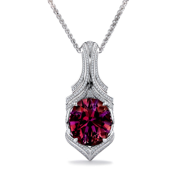 Neon Titanium Tourmaline Necklace with D Flawless Diamonds set in 18K White Gold