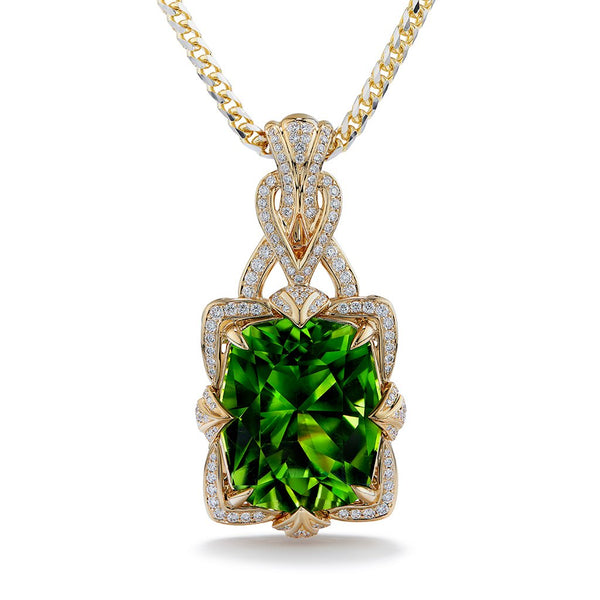 Paraiba Tourmaline Necklace with D Flawless Diamonds set in 18K Yellow Gold