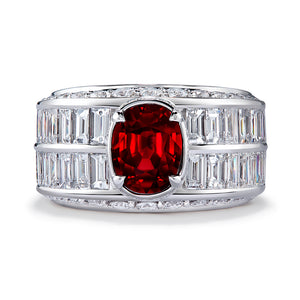 Unheated Gemfields Pigeon Blood Ruby Ring with D Flawless Diamonds set in Platinum