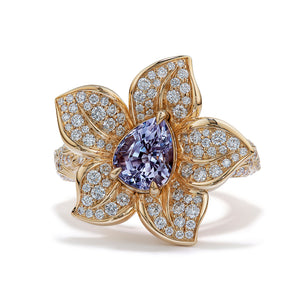 Taaffeite Ring with D Flawless Diamonds set in 18K Yellow Gold