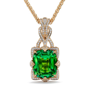Unheated Paraiba Tourmaline Necklace with D Flawless Diamonds set in 18K Yellow Gold