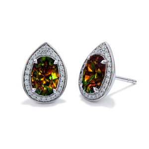 Himalayan Sphene Earrings with D Flawless Diamonds set in 18K White Gold