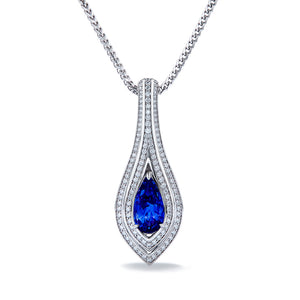 Unheated Ceylon Sapphire Necklace with D Flawless Diamonds set in 18K White Gold