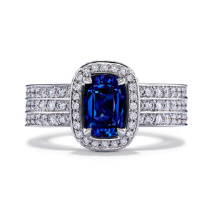 Luc Yen Neon Cobalt Spinel Ring with D Flawless Diamonds set in Platinum