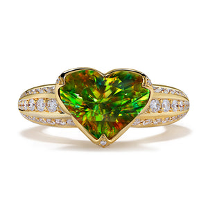 Sphene Ring with D Flawless Diamonds set in 18K Yellow Gold