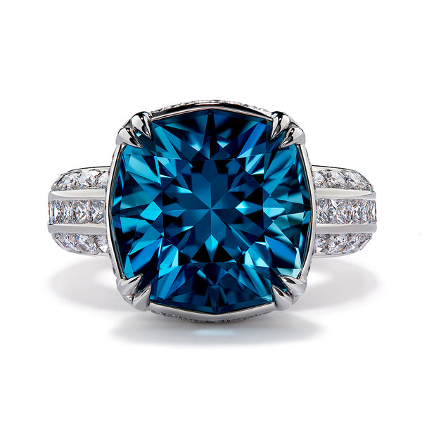 Santa Maria Aquamarine Ring with D Flawless Diamonds set in Platinum