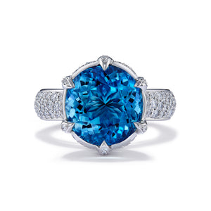 Santa Maria Aquamarine Ring with D Flawless Diamonds set in Platinum