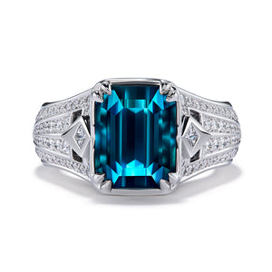 Afghan Indicolite Ring with D Flawless Diamonds set in Platinum