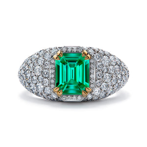 Panjshir Emerald Ring with D Flawless Diamonds set in Platinum