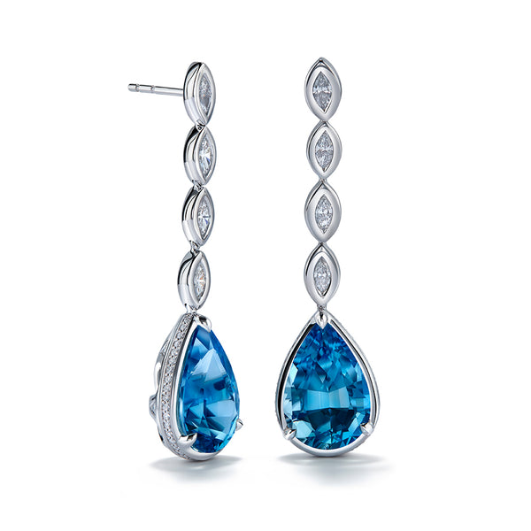 Santa Maria Aquamarine Earrings with D Flawless Diamonds set in 18K White Gold
