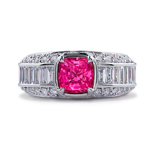 Neon Jedi Spinel Ring with D Flawless Diamonds set in Platinum