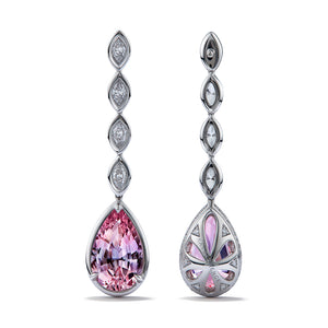Madagascar Morganite Earrings with D Flawless Diamonds set in 18K White Gold