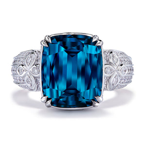 Afghan Indicolite Ring with D Flawless Diamonds set in 18K White Gold