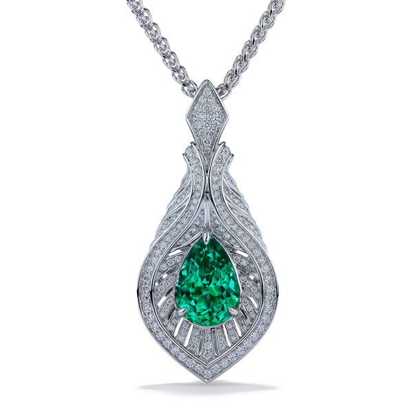 Paraiba Tourmaline Necklace with D Flawless Diamonds set in 18K White Gold