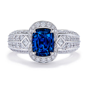 Luc Yen Cobalt Spinel Ring with D Flawless Diamonds set in 18K White Gold