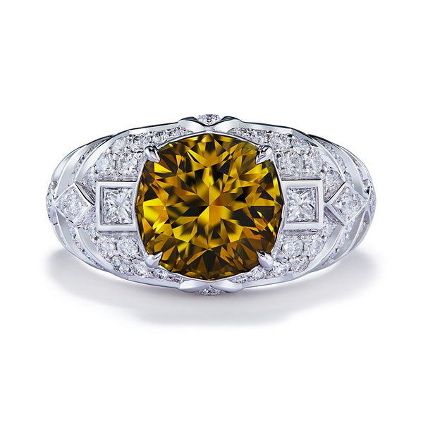 Chrysoberyl Ring with D Flawless Diamonds set in 18K White Gold