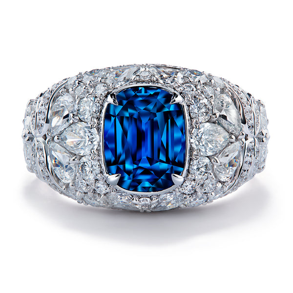 Neon Luc Yen Cobalt Spinel Ring with D Flawless Diamonds set in 18K White Gold
