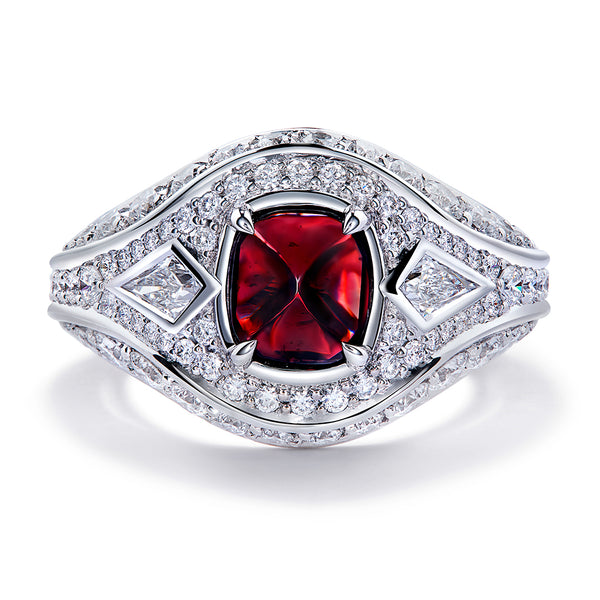Red Taaffeite Ring with D Flawless Diamonds set in 18K White Gold