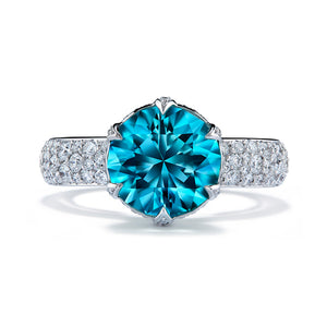 Neon Paraiba Tourmaline Ring with D Flawless Diamonds set in 18K White Gold