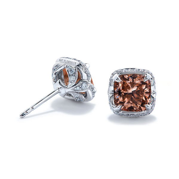 Argyle Diamond Earrings with D Flawless Diamonds set in 18K White Gold