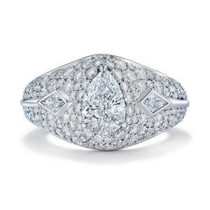 D Flawless Golconda Diamond Ring with D Flawless Diamonds set in 18K White Gold