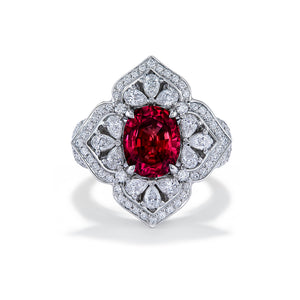 Unheated Jedi Winza Ruby Ring with D Flawless Diamonds set in Platinum