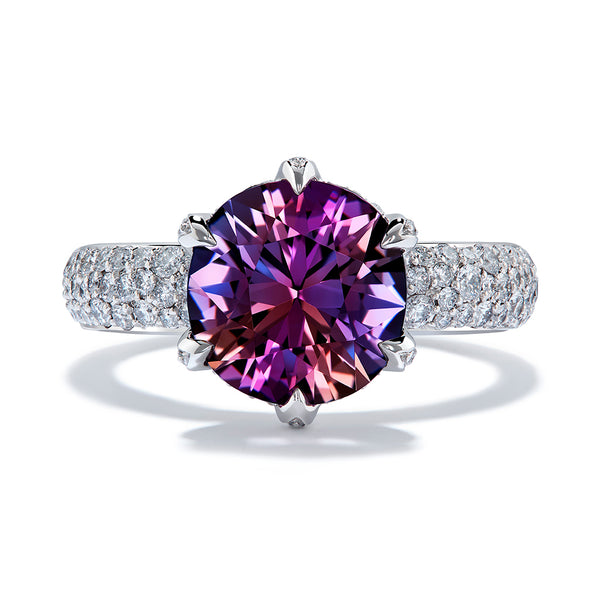 Pink Tanzanite Ring with D Flawless Diamonds set in Platinum