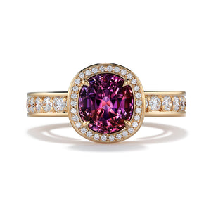 Pink Tanzanite Ring with D Flawless Diamonds set in 18K Yellow Gold