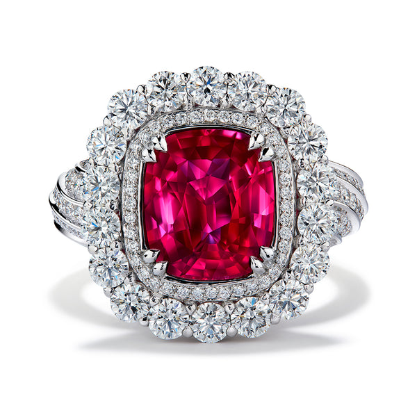 Unheated Jedi Luc Yen Ruby Ring with D Flawless Diamonds set in Platinum