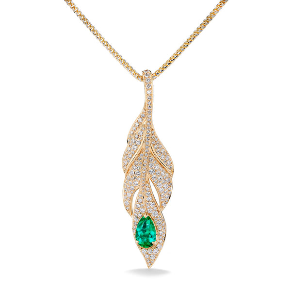 Muzo Colombian Emerald Necklace with D Flawless Diamonds set in 18K Yellow Gold