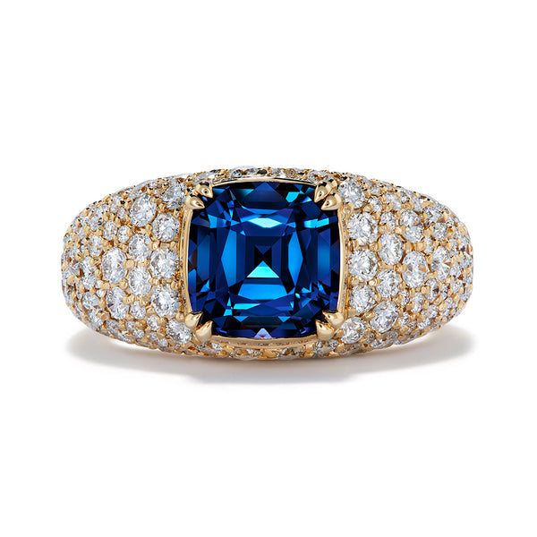 Luc Yen Cobalt Spinel Ring with D Flawless Diamonds set in 18K Yellow Gold