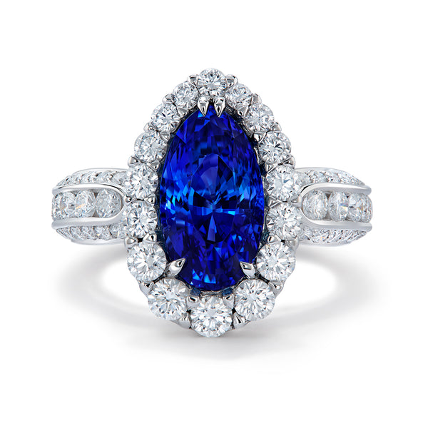 Unheated Didy Kashmir Color Blue Sapphire Ring with D Flawless Diamonds set in Platinum