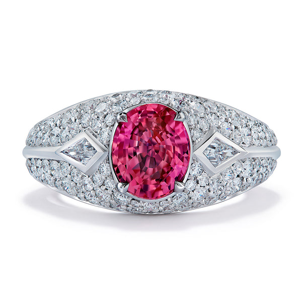 Unheated Didy Lotus Padparadscha Sapphire Ring with D Flawless Diamonds set in 18K White Gold