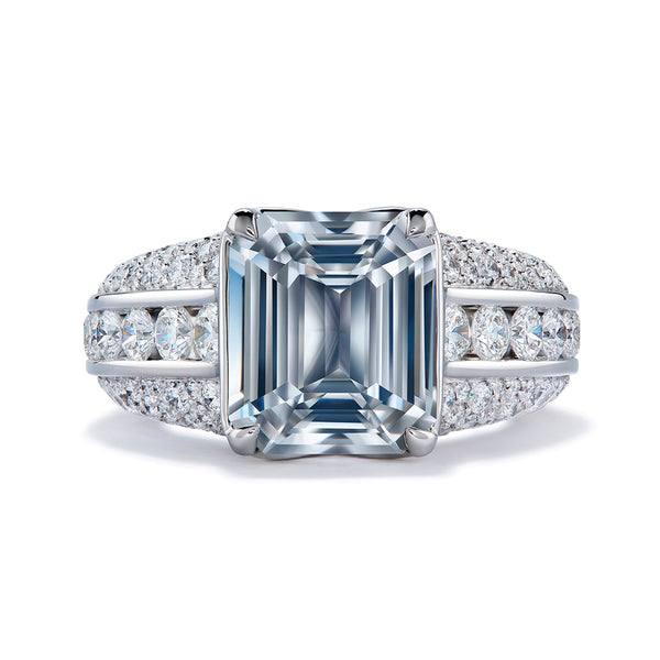 Unheated Ceylon White Sapphire Ring with D Flawless Diamonds set in 18K White Gold