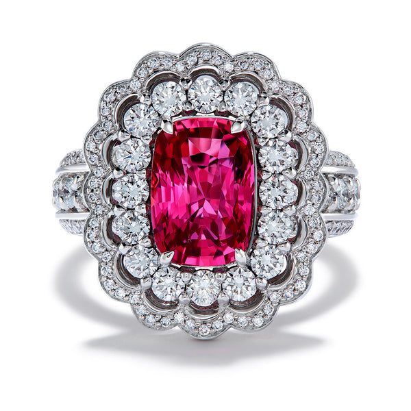 Unheated Ruby Ring with D Flawless Diamonds set in Platinum