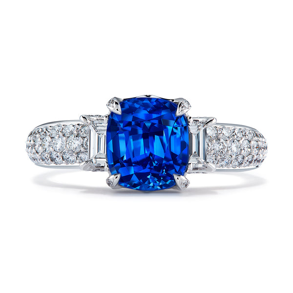 Unheated Didy Cornflower Blue Sapphire Ring with D Flawless Diamonds set in 18K White Gold