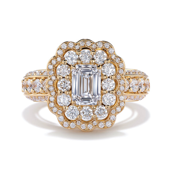 D Flawless Golconda Diamond Ring with D Flawless Diamonds set in 18K Yellow Gold