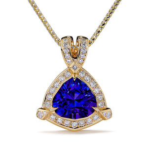 Tanzanite Necklace with D Flawless Diamonds set in 18K Yellow Gold
