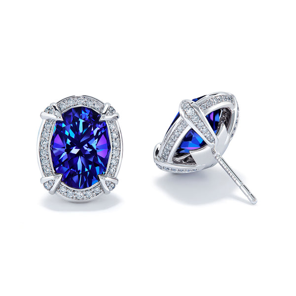 Tanzanite Earrings with D Flawless Diamonds set in 18K White Gold